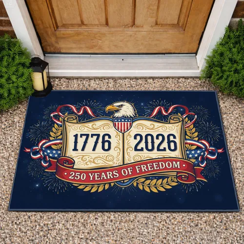 Bald Eagle American Flag 1776-2026 - USA 250 Years of Freedom Independence Day Doormat