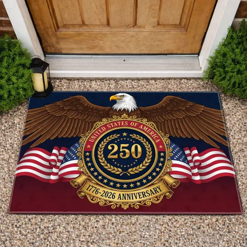 Bald Eagle American Flag 250th Anniversary 1776-2026 - USA Independence Day Gift Doormat