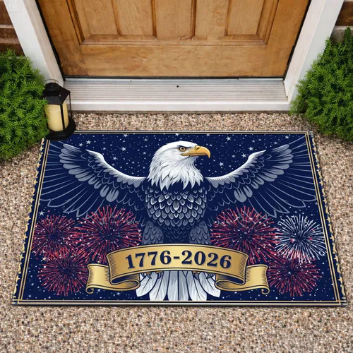 Bald Eagle 1776-2026 American Flag - USA 250th Anniversary Independence Day Gift for Veterans Doormat