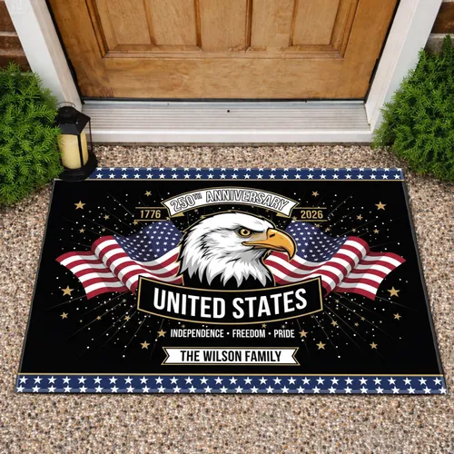 Bald Eagle American Flag 1776-2026 - USA 250th Anniversary Independence Freedom Doormat