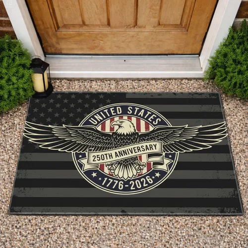 Bald Eagle Distressed American Flag 1776-2026 - USA 250th Anniversary Independence Day Gift Doormat