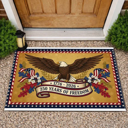 Bald Eagle American Flag 1776-2026 - USA 250th Anniversary Independence Day Heritage Doormat