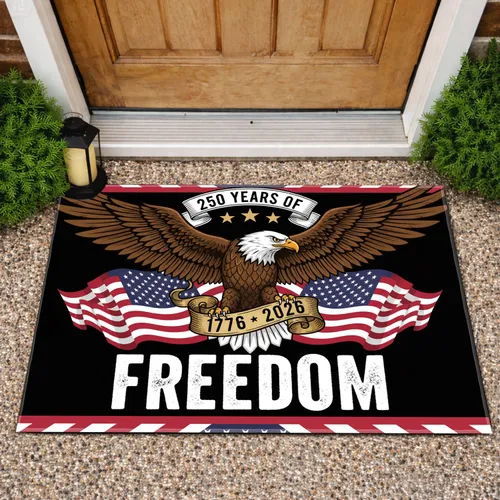 Bald Eagle American Flag 1776-2026 - USA 250th Anniversary Independence Day Heritage Doormat