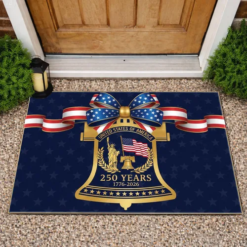 Liberty Bell Statue of Liberty US Flag 1776-2026 - USA 250th Anniversary Patriotic Doormat