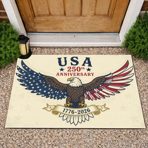 Bald Eagle American Flag 1776-2026 - USA 250th Anniversary Celebration Doormat
