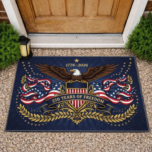 Bald Eagle American Flag 1776-2026 - USA 250th Anniversary Independence Day Celebration Doormat