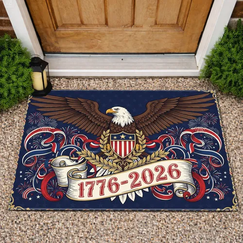 Bald Eagle American Flag 1776-2026 - USA 250th Anniversary Independence Day Gift for Veterans Doormat