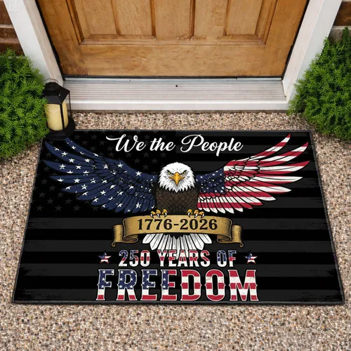 Bald Eagle American Flag We the People - USA 250th Anniversary 1776-2026 Freedom Art Doormat