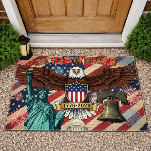 Bald Eagle American Flag 1776-2026 USA 250th Anniversary Freedom Celebration Doormat