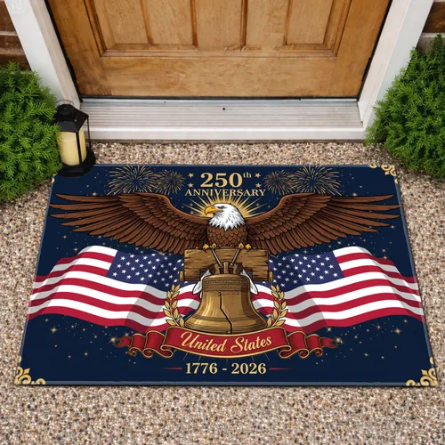 Bald Eagle American Flag Liberty Bell 1776-2026 - USA 250th Anniversary Independence Day Doormat