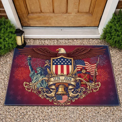 Bald Eagle American Flag 1776-2026 Liberty Bell - USA 250th Anniversary Patriotic Gift for Veterans Doormat