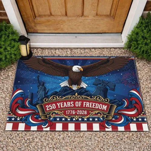 Bald Eagle American Flag 1776-2026 - USA 250th Anniversary Independence Day Gift for Veterans Doormat