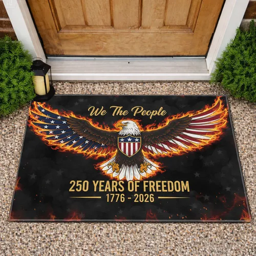 Bald Eagle American Flag We The People - USA 250th Anniversary 1776-2026 Patriotic Doormat