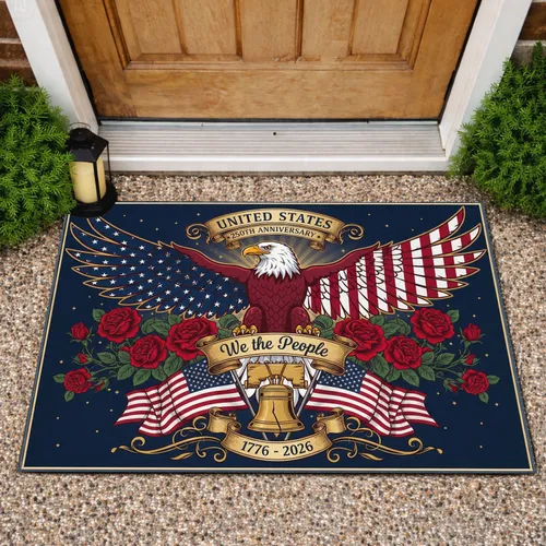 Bald Eagle American Flag We The People 1776-2026 - USA 250th Anniversary Independence Day Doormat