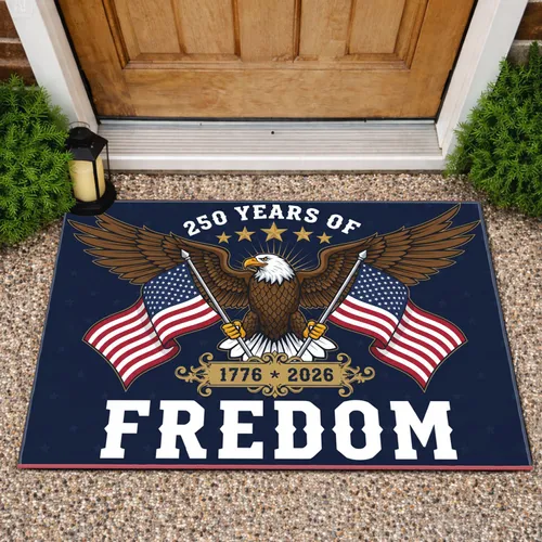 Bald Eagle American Flag 1776-2026 - USA 250 Years of Freedom Independence Day Doormat