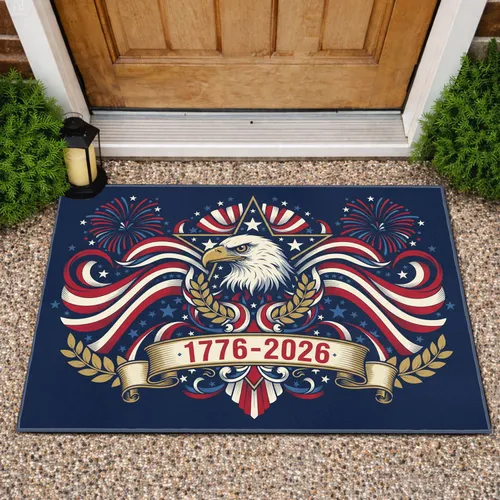 Bald Eagle American Flag 1776-2026 - USA 250th Anniversary Independence Day Gift for Veterans Doormat