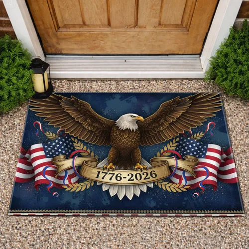 Bald Eagle American Flag 1776-2026 - USA 250th Anniversary Independence Day Gift for Dad Doormat