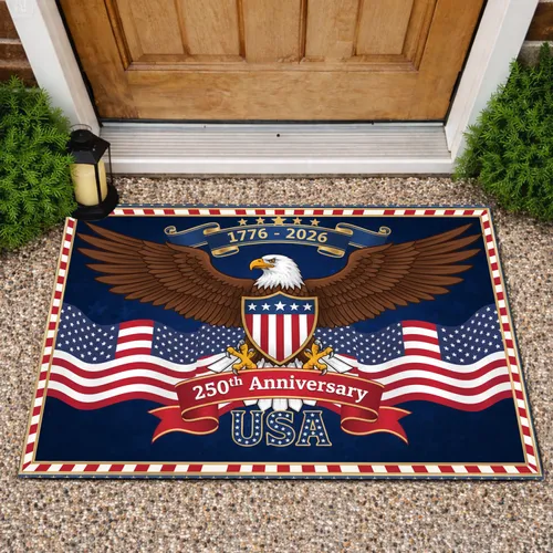 Bald Eagle American Flag 1776-2026 - USA 250th Anniversary Military Veteran Gift Doormat