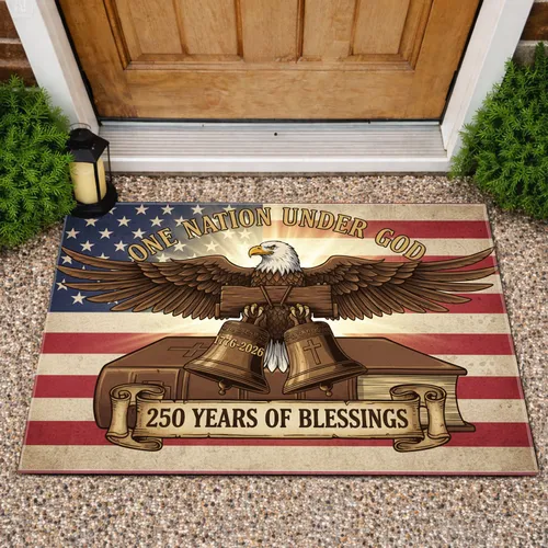 Bald Eagle American Flag Liberty Bell Bible 1776-2026 - USA 250th Anniversary Patriotic Doormat