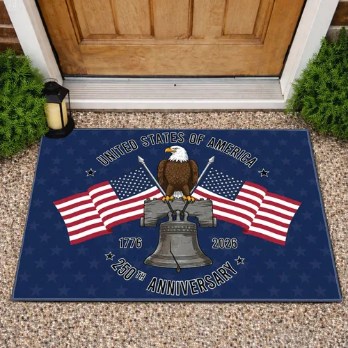 Bald Eagle American Flag Liberty Bell 1776-2026 - USA 250th Anniversary Independence Day Gift Doormat