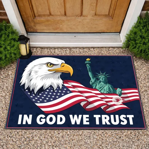 Bald Eagle American Flag Statue of Liberty - 250th Anniversary (1776-2026) Independence Day Gift Doormat
