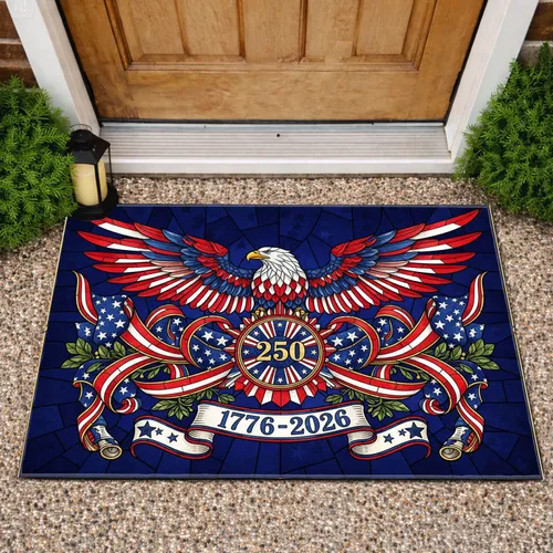 Bald Eagle American Flag 1776-2026 - USA 250th Anniversary Patriotic Gift for Veterans Doormat