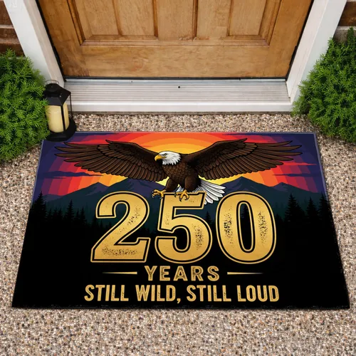 Bald Eagle 250 Years Still Wild Loud - USA 1776-2026 American Anniversary Gift Doormat