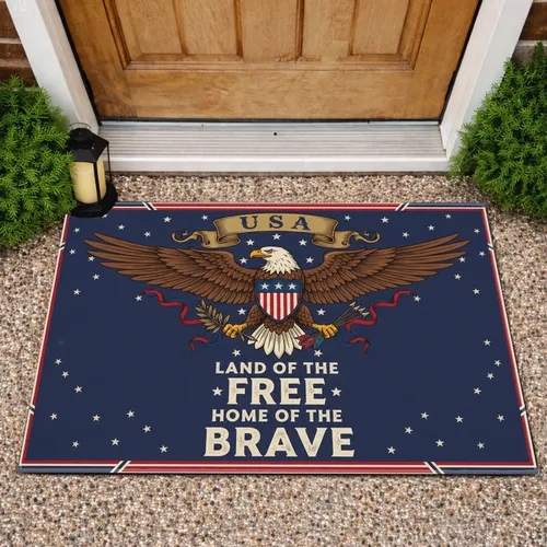 Bald Eagle American Flag Land of the Free 1776-2026 USA 250th Anniversary Decor Doormat