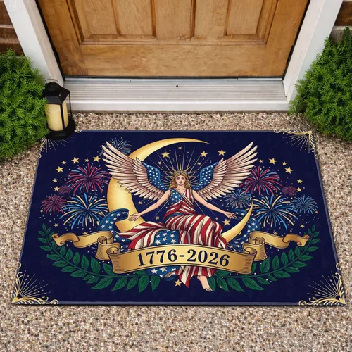 Liberty Spirit Golden Moon 1776-2026 - USA 250th Anniversary Patriotic Stars Filigree Doormat