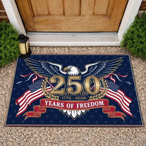 Bald Eagle American Flag 1776-2026 Patriotic - USA 250th Anniversary Years of Freedom Doormat