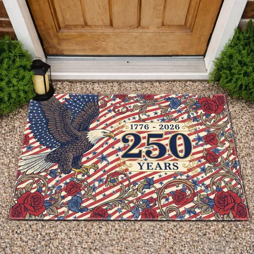 Bald Eagle 250 Years 1776-2026 Stars Stripes - USA 250th Anniversary Independence Day Doormat
