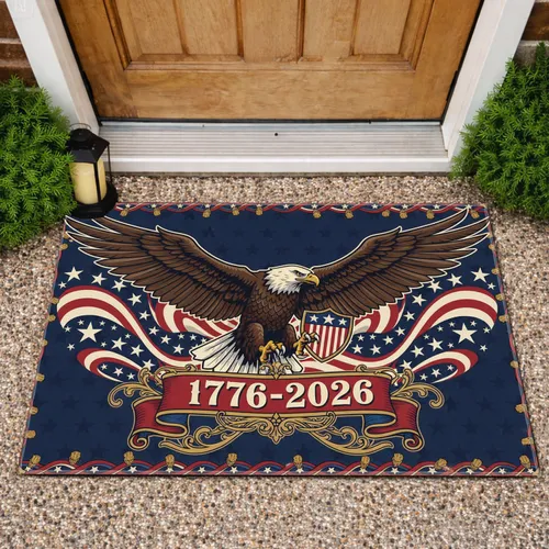 Bald Eagle American Flag 1776-2026 - USA 250th Anniversary Independence Day Gift for Veterans Doormat