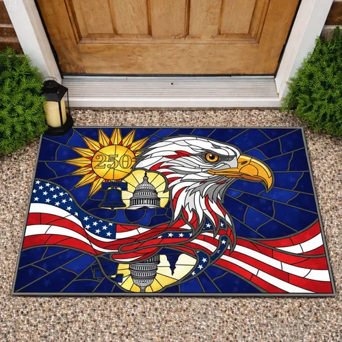 Bald Eagle American Flag 1776-2026 - USA 250th Anniversary Patriotic Independence Day Doormat