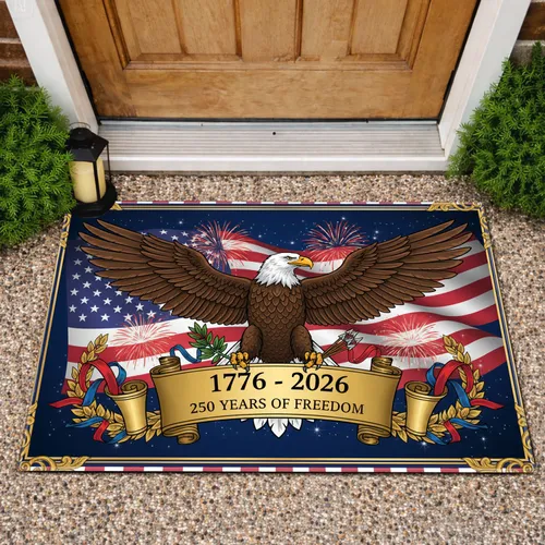 Bald Eagle American Flag 1776-2026 - USA 250th Anniversary Freedom Celebration Doormat