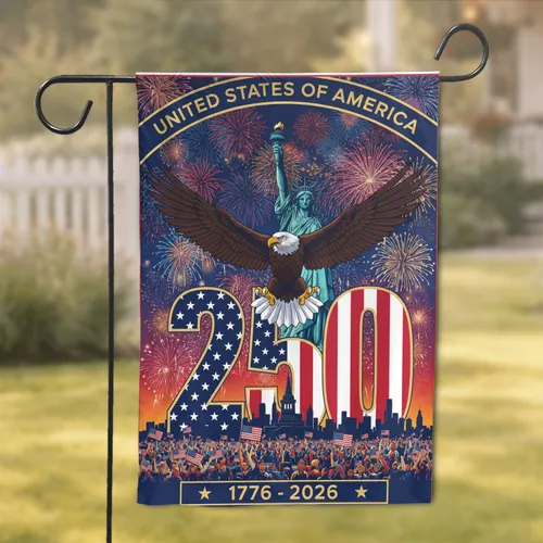 250th Anniversary Bald Eagle Statue of Liberty Flag - USA 1776-2026 Gift for Veterans Garden Flag