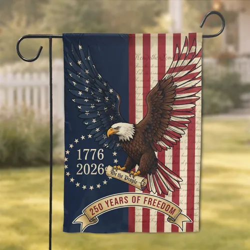Bald Eagle American Flag 1776-2026 - USA 250th Anniversary Freedom Gift for Veterans Garden Flag