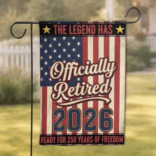 Distressed American Flag Officially Retired 1776-2026 - USA 250th Anniversary Garden Flag