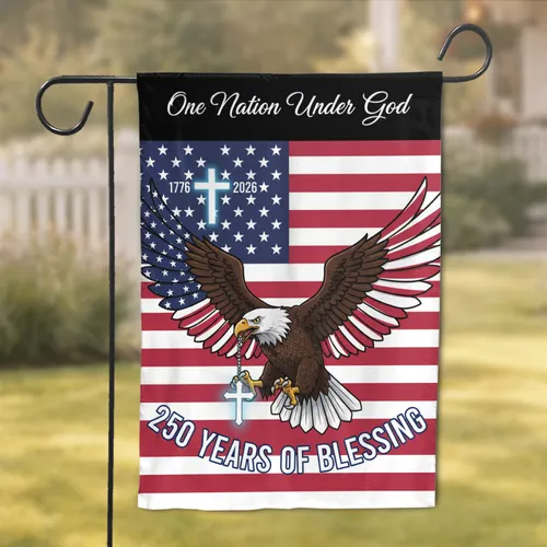 Patriotic Eagle Flag Cross 1776-2026 - USA 250th Anniversary One Nation Under God Garden Flag