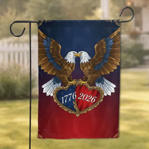 Bald Eagle American Flag 1776-2026 - USA 250th Anniversary Patriotic Gift for Veterans Garden Flag