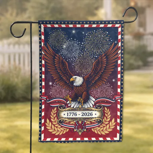 Bald Eagle American Flag 1776-2026 - USA 250th Anniversary Independence Day Gift for Dad Garden Flag