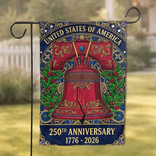 Patriotic Liberty Bell 250th Anniversary 1776-2026 - USA Independence Day Gift for Vets Garden Flag