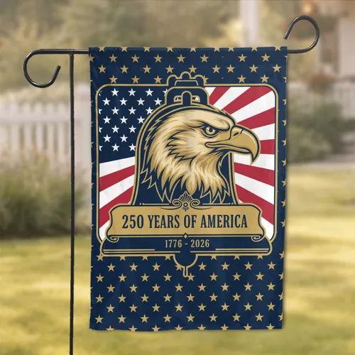 Bald Eagle American Flag Liberty Bell 1776-2026 - USA 250th Anniversary Independence Day Garden Flag