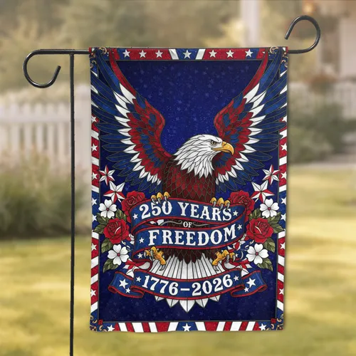 Bald Eagle American Flag Stained Glass 1776-2026 - USA 250th Anniversary Freedom Art Garden Flag