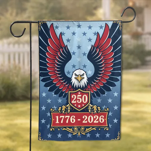 Bald Eagle American Flag 1776-2026 - USA 250th Anniversary Independence Day Gift for Dad Garden Flag
