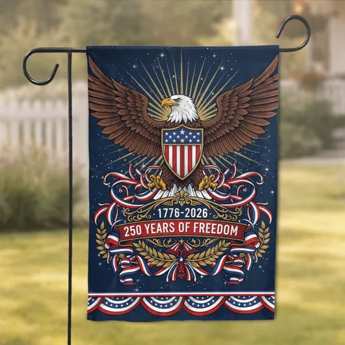 Bald Eagle American Flag Shield 1776-2026 - USA 250th Anniversary Patriotic Gift for Veterans Garden Flag