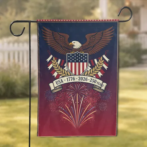 Bald Eagle American Flag 1776-2026 - USA 250th Anniversary Independence Day Gift for Dad Garden Flag
