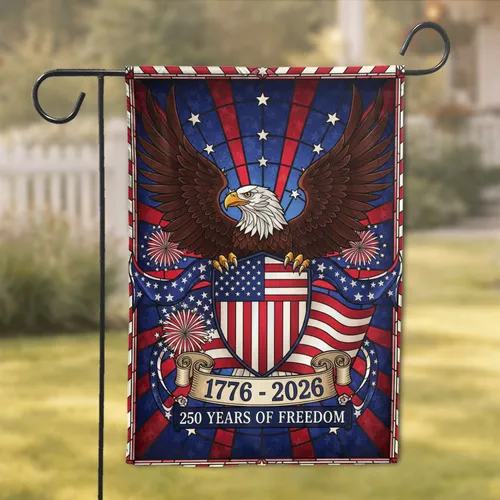 Bald Eagle American Flag Stained Glass 1776-2026 - USA 250th Anniversary Independence Day Garden Flag