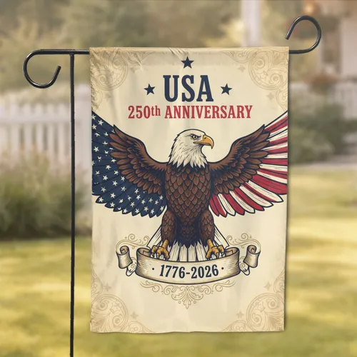 Bald Eagle American Flag 1776-2026 - USA 250th Anniversary Independence Day Gift for Dad Garden Flag