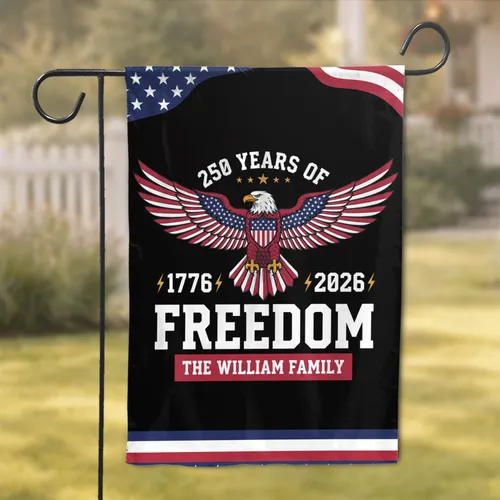 Bold Bald Eagle American Flag 1776-2026 - USA 250 Years of Freedom Anniversary Garden Flag