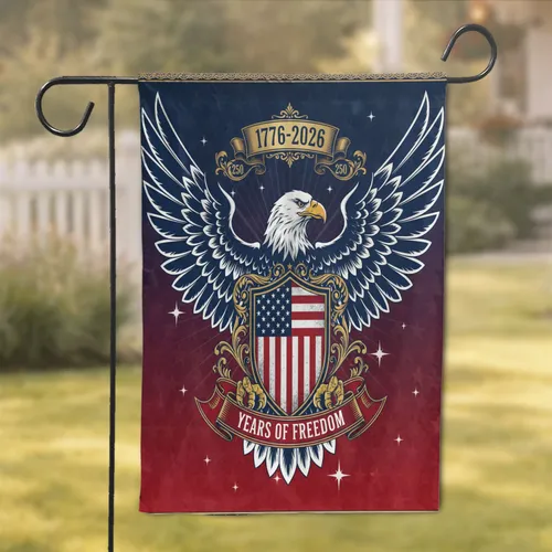 Bald Eagle American Flag 1776-2026 - USA 250th Anniversary Patriot Emblem Garden Flag